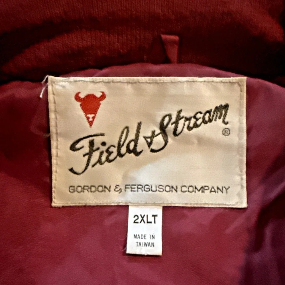 VTG Field Stream Burgundy Bomber Coat Plaid Lined Mens 2XLT Racer Jacket